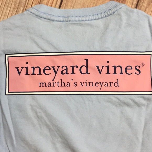 Vineyard Vines Long Sleeve Tee Shirt in Light Blue with Pink - Picture 5 of 6